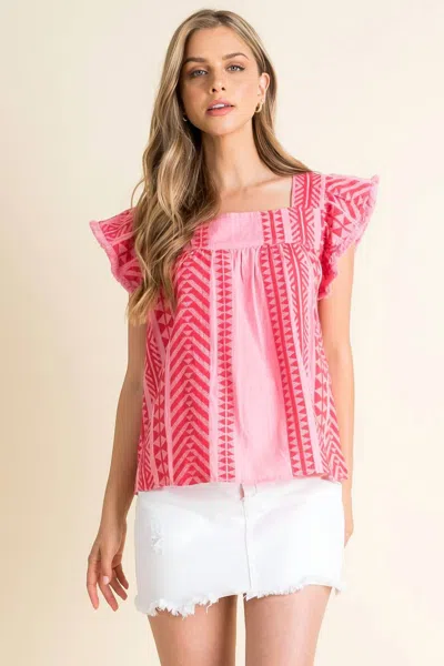 Thml Sicilian Skies Textured Top In Pink