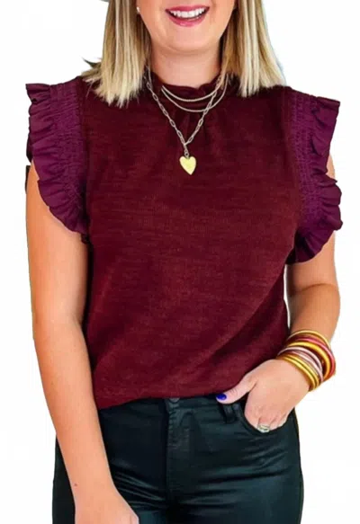 Thml Sienna Ruffled Top In Burgundy