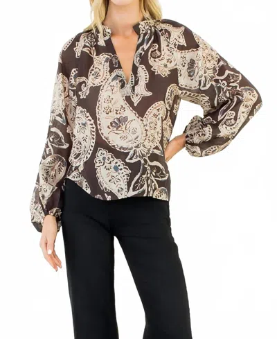 Thml Silky Paisley Top In Brown In Multi