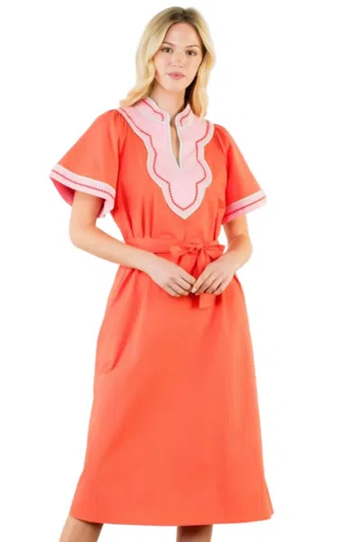 Thml Simone Midi Dress In Orange In Multi