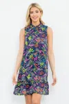 THML SLEEVELESS ABSTRACT PRINT DRESS IN NAVY
