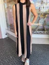 Thml Sleeveless Colorblock Maxi Dress In Black Brown Stripes In Multi