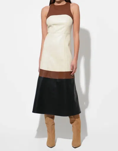Thml Sleeveless Faux Leather Midi Dress In Colorblock In Multi