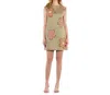 Thml Sleeveless Flower Embroidered Dress In Tan In Green
