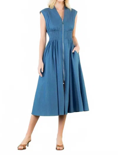 Thml Sleeveless Midi Dress In Denim Blue In Multi