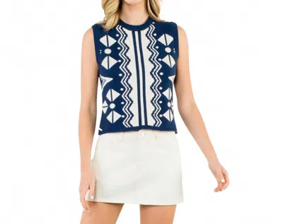 Thml Sleeveless Pattern Knit Top In Navy In Blue