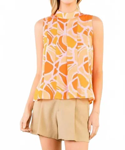 Thml Sleeveless Pattern Top In Pink In Orange