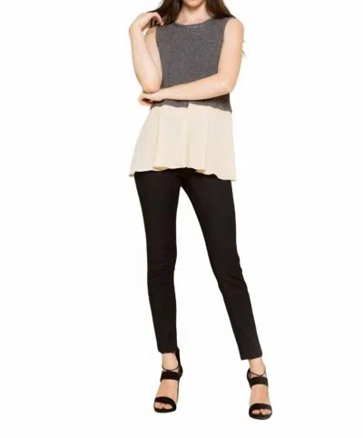 Thml Sleeveless Rib Top In Grey/off White