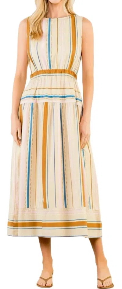 Thml Sleeveless Stripe Midi Dress In Taupe In Multi