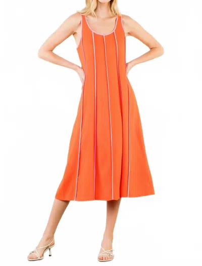 Thml Sleeveless Striped Dress In Coral In Orange