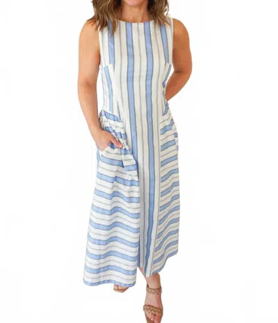 Thml Sleeveless Striped Pattern Midi Dress In Blue/white In Multi