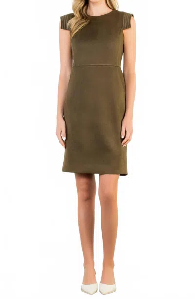 Thml Sleeveless Suede Dress In Olive In Green