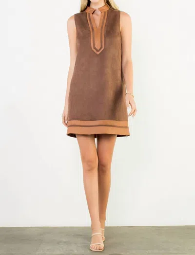 Thml Sleeveless Suede Mini Dress In Brown In Multi