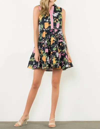 Thml Sleeveless Tiered Dress In Floral Print In Black