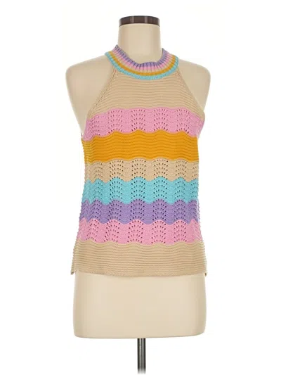 Pre-owned Thml Sleeveless Top Tan Halter Neckline Tops
