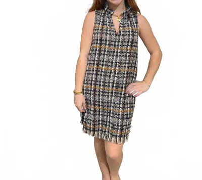 Thml Sleeveless Tweed Dress In Black Plaid In Brown