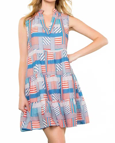 Thml Sleeveless V-neck Mini Dress In Mixed Stripe In Pink