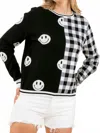 Thml Smiley/checkered Sweater In Black & White In Black
