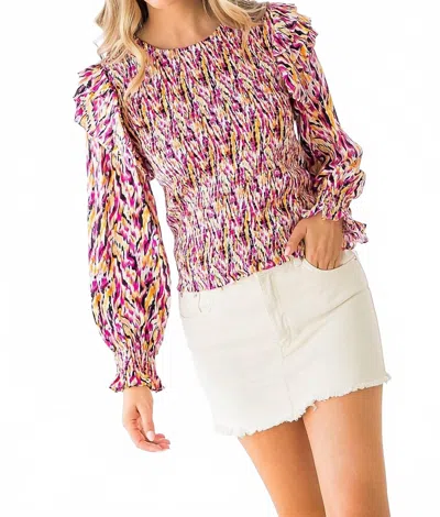 Thml Smocked Print Blouse In Mix