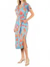 Thml Smocked Waist Button Down Floral Dress In Light Blue In Blue