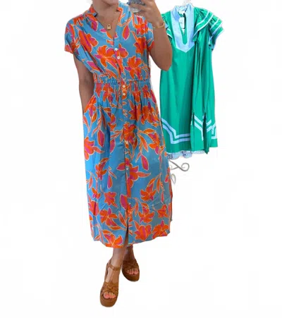 Thml Smocked Waist Floral Maxi Dress In Blue