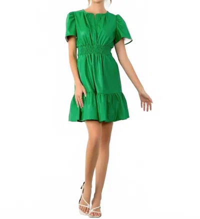 Thml Smocked Waist Leather Dress In Green