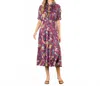Thml Smocked Waist Midi Dress In Multi Color In Purple