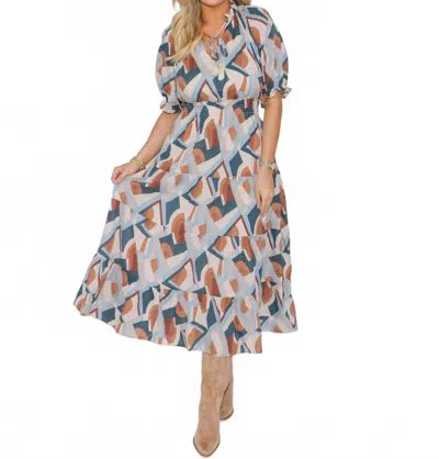 Thml Smocked Waist Print Maxi Dress In Brown/blue In Multi