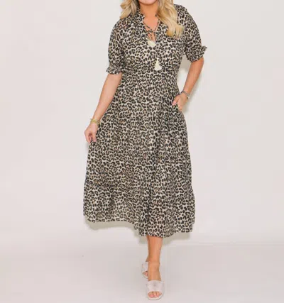 Thml Smocked Waist Print Maxi Dress In Leopard In Gray
