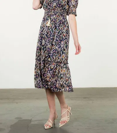 Thml Smocked Waist Print Tiered Dress In Navy Print In Multi