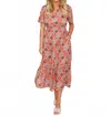 Thml Smocked Waist Tiered Print Maxi Dress In Red