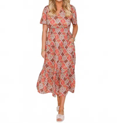 Thml Smocked Waist Tiered Print Maxi Dress In Red