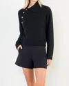Thml Split Neck Knit Sweater In Black In Black