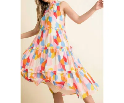 Thml Spotted Tiered Midi Dress In Beige Multi