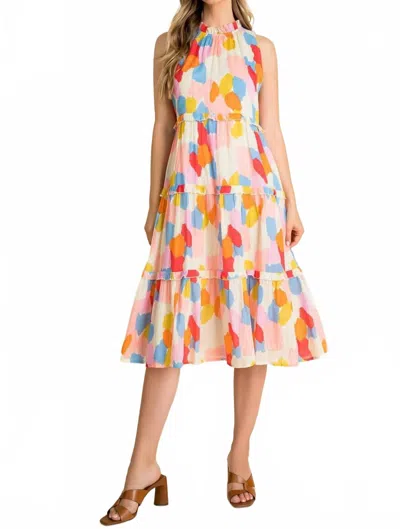 Thml Spotted Tiered Midi Dress In Cream Multi Color