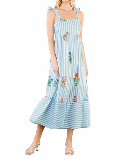 Thml Spring Time Midi Dress In Blue Stripe