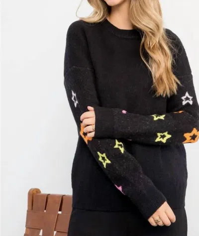 Thml Star Sleeve Knit Crewneck In Black