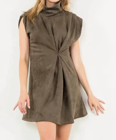 Thml Stormy Suede Dress In Olive In Brown