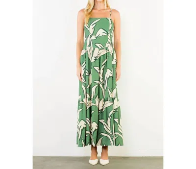 Thml Strap Leaf Maxi Dress In Green