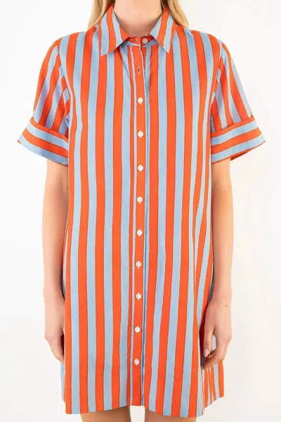 Thml Stripe Button Up Mini Dress In Blue In Multi