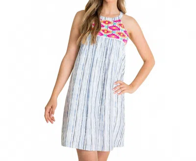 Thml Stripe Embroidered Halter Dress In Blue In Multi