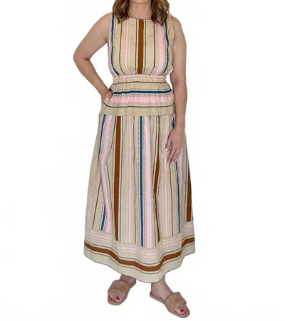 Thml Stripe Midi Dress In Pink/tan In Neutral