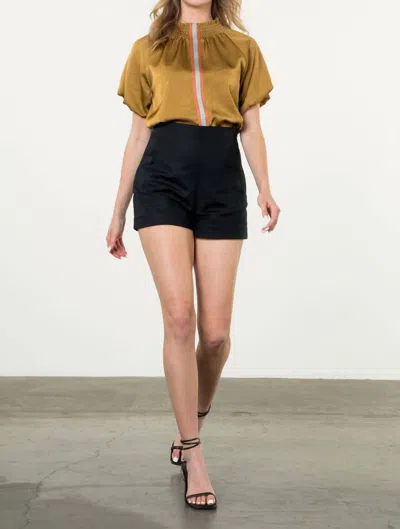 Thml Stripe Mock Neck Top In Olive In Green
