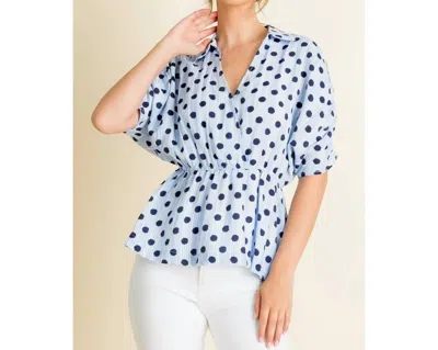 Thml Stripe Polka Dot Wrap Top In Blue