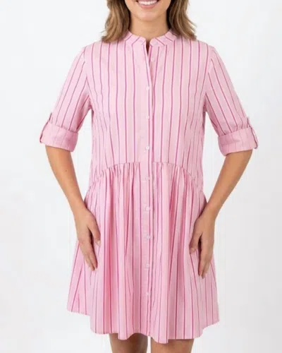 Thml Striped Button Up Dress In Pink