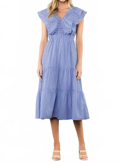Thml Striped Flutter Maxi Dress In Blue/ White