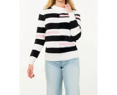 Thml Striped Knit Sweater In White/pink/black In Multi