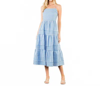 Thml Striped Midi Dress In Light Blue