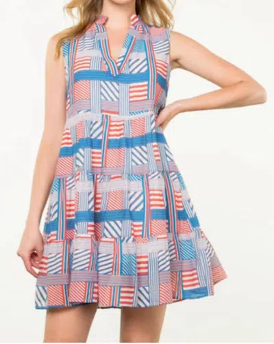 Thml Striped Pattern Dress In Teal Multi In Green
