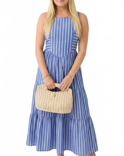 Thml Striped Tiered Maxi Dress In Misty Blue In Multi